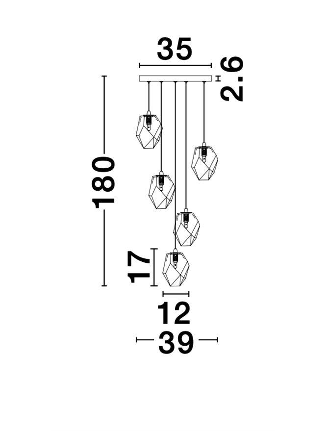 ICE Gradient Glass 5 Lamp Multiple Pendant Pendant - ID 10626