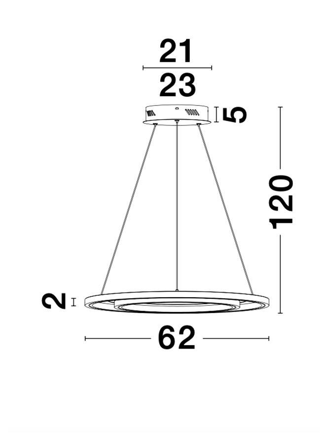 GAL Chrome Aluminium & Acrylic Dimmable Galactic Rings Pendant Small - ID 10473