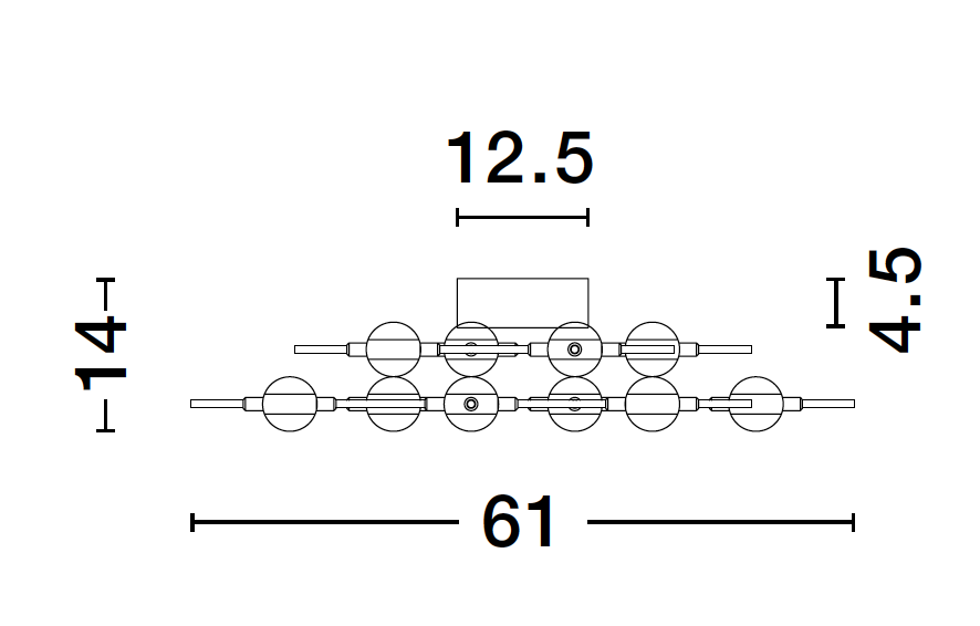 ATO Gold Metal & Acrylic 10 Lamp Molecule Semi Flush Ceiling Light - ID 10085