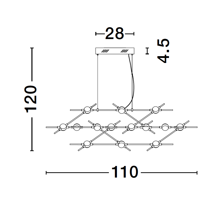 ATO Gold Metal & Acrylic 14 Lamp Molecule Pendant With Remote Control - ID 10076