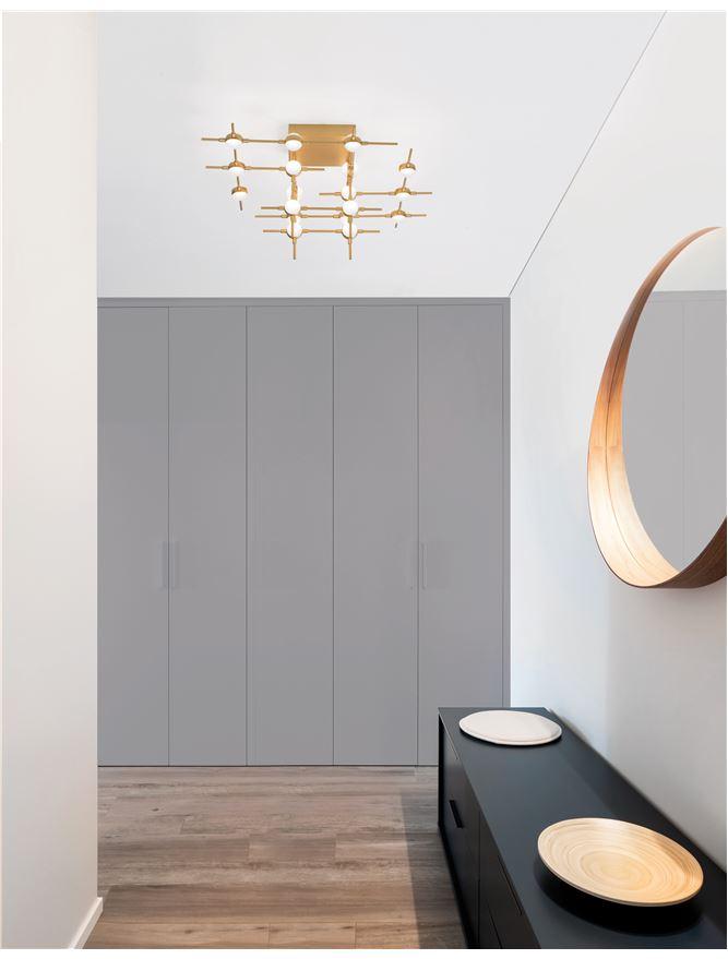 ATO Gold Metal & Acrylic 18 Lamp Molecule Semi Flush Ceiling Light - ID 10083