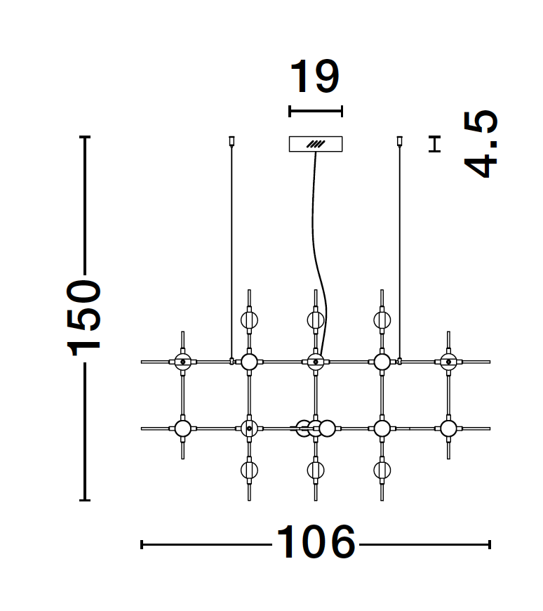 ATO Gold Metal & Acrylic 30 Lamp Molecule Pendant With Remote Control - ID 10079