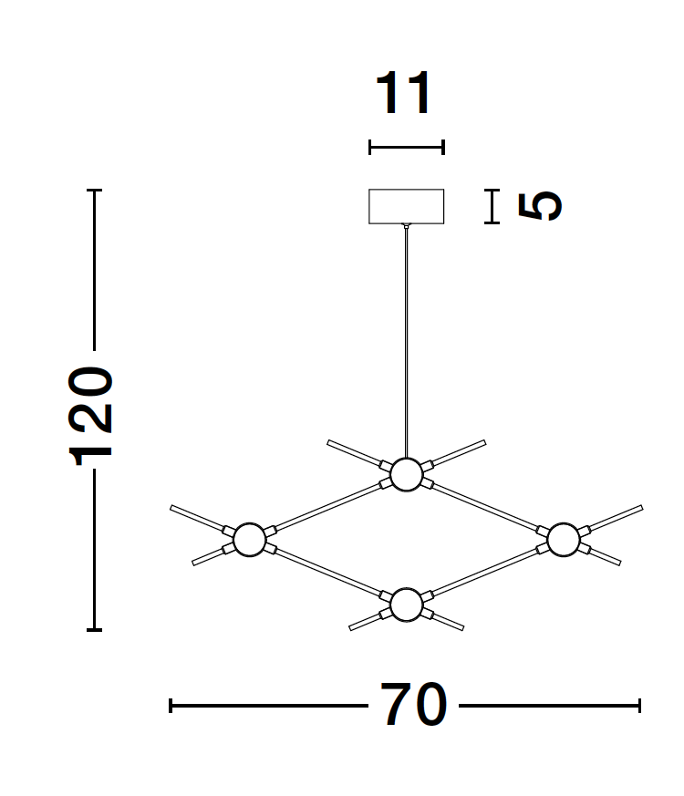 ATO Gold Metal & Acrylic 4 Lamp Molecule Pendant - ID 10077