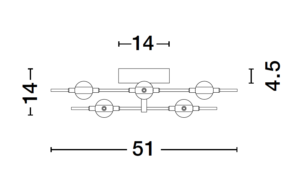 ATO Gold Metal & Acrylic 8 Lamp Molecule Semi Flush Ceiling Light - ID 10084