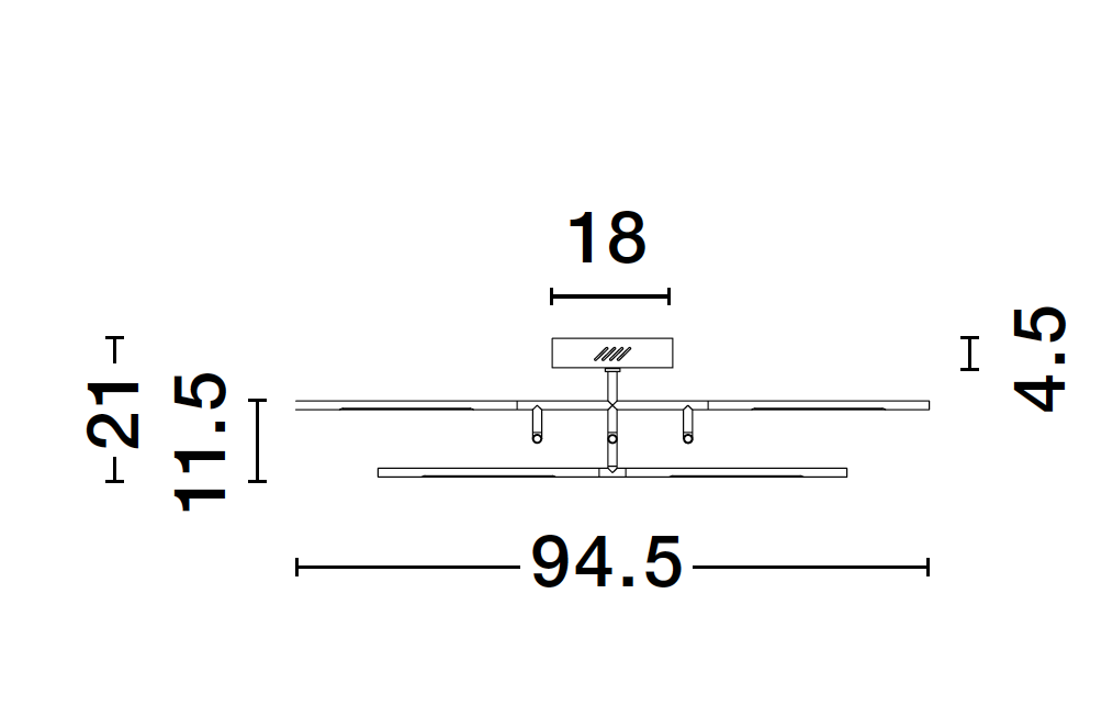 RAC Black Metal & Acrylic Tubular 12 Lamp Adjustable Ceiling Light - ID 10132