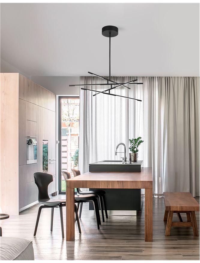 RAC Black Metal & Acrylic Tubular 8 Lamp Adjustable Ceiling Light - ID 10109