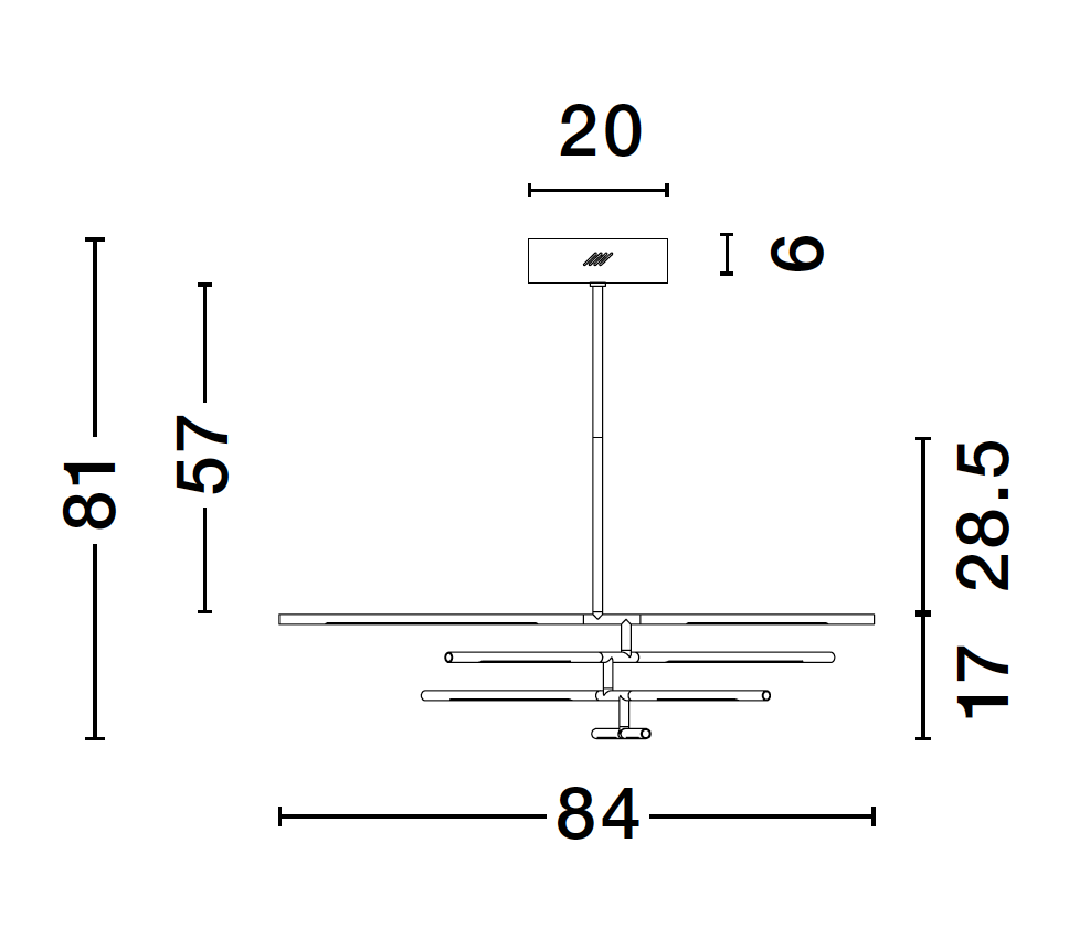 RAC Gold Metal & Acrylic Tubular 8 Lamp Adjustable Ceiling Light - ID 10100