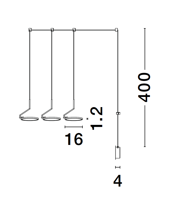 LUC Sandy Black Aluminium & Acrylic Tripple String Pendant - ID 10147