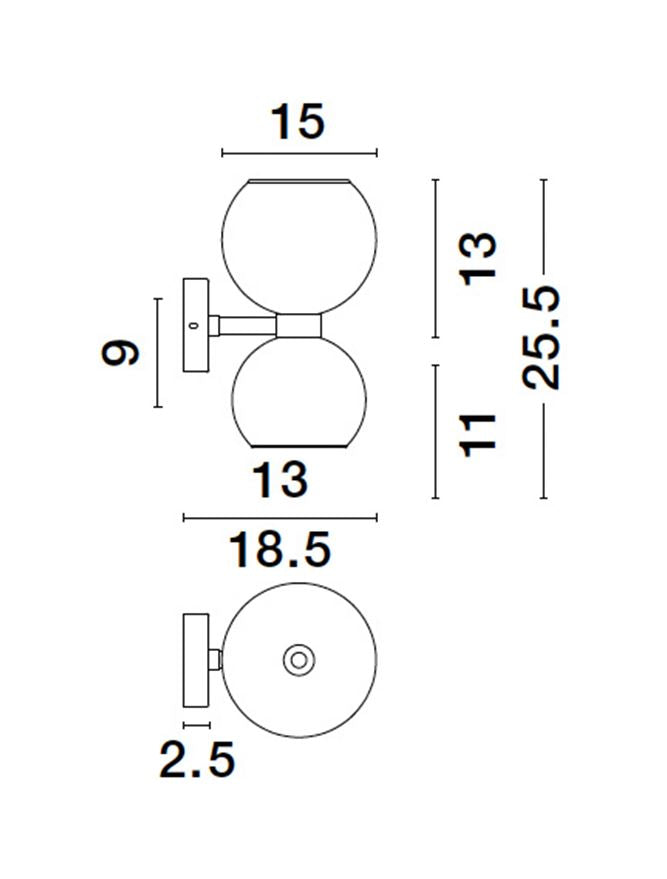 PAL Smoked Glass & Black Metal Twin Wall Light - ID 11836