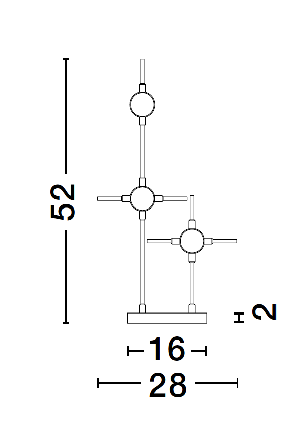 ATO Black & Gold Metal & Acrylic 3 Lamp Molecule Table Light - ID 10081