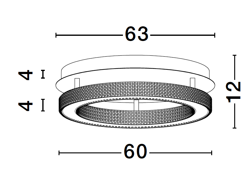 FIO Dimmable Gold & Acrylic Single Ring Flush Ceiling Light Medium - ID 10073