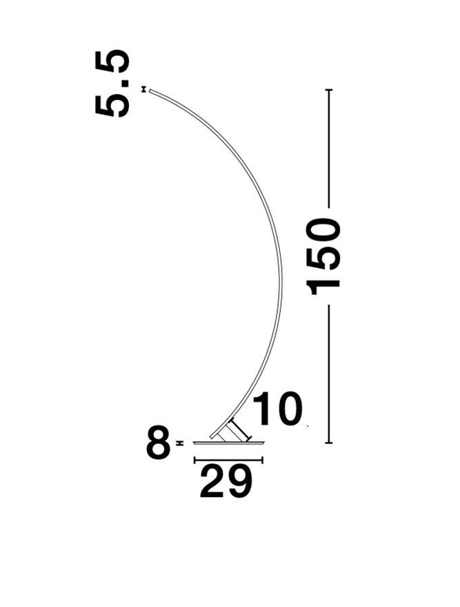 BRET Sandy White Aluminium & Acrylic Edged Arched Floor Light - ID 10436