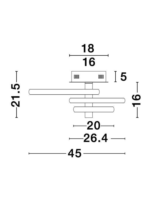 NET Chrome Aluminium & Crystal Three Ring Dimmable Semi-Flush Ceiling Light - ID 10472