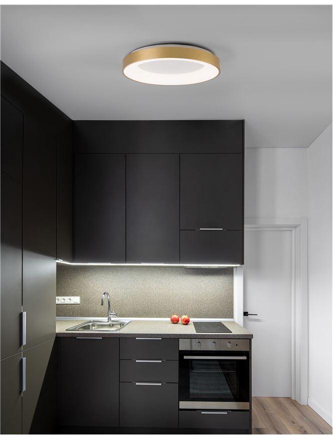 RAN Brushed Gold Aluminium & Acrylic Dimmable Warm Light Ring Flush Large - ID 10620