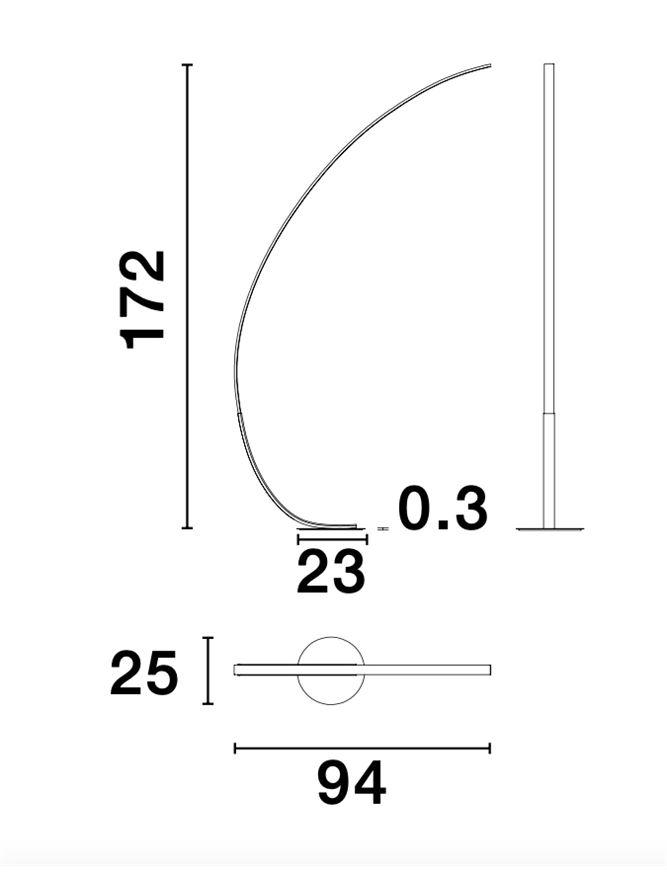 PREM Sandy Black Aluminium & Acrylic Arched Floor Light - ID 10437