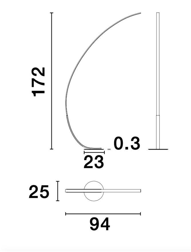 PREM Sandy White Aluminium & Acrylic Arched Floor Light - ID 10438