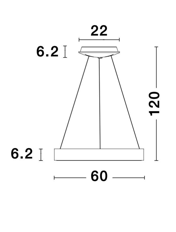 RAN Brushed Gold Aluminium & Acrylic Dimmable Warm Light Ring Pendant Large - ID 10419