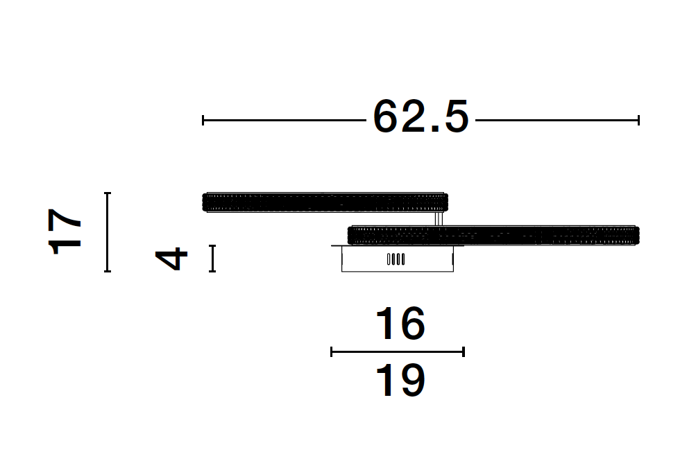 NAG Double Ring Ceiling Light In Sandy Black Aluminium & Acrylic - ID 10233