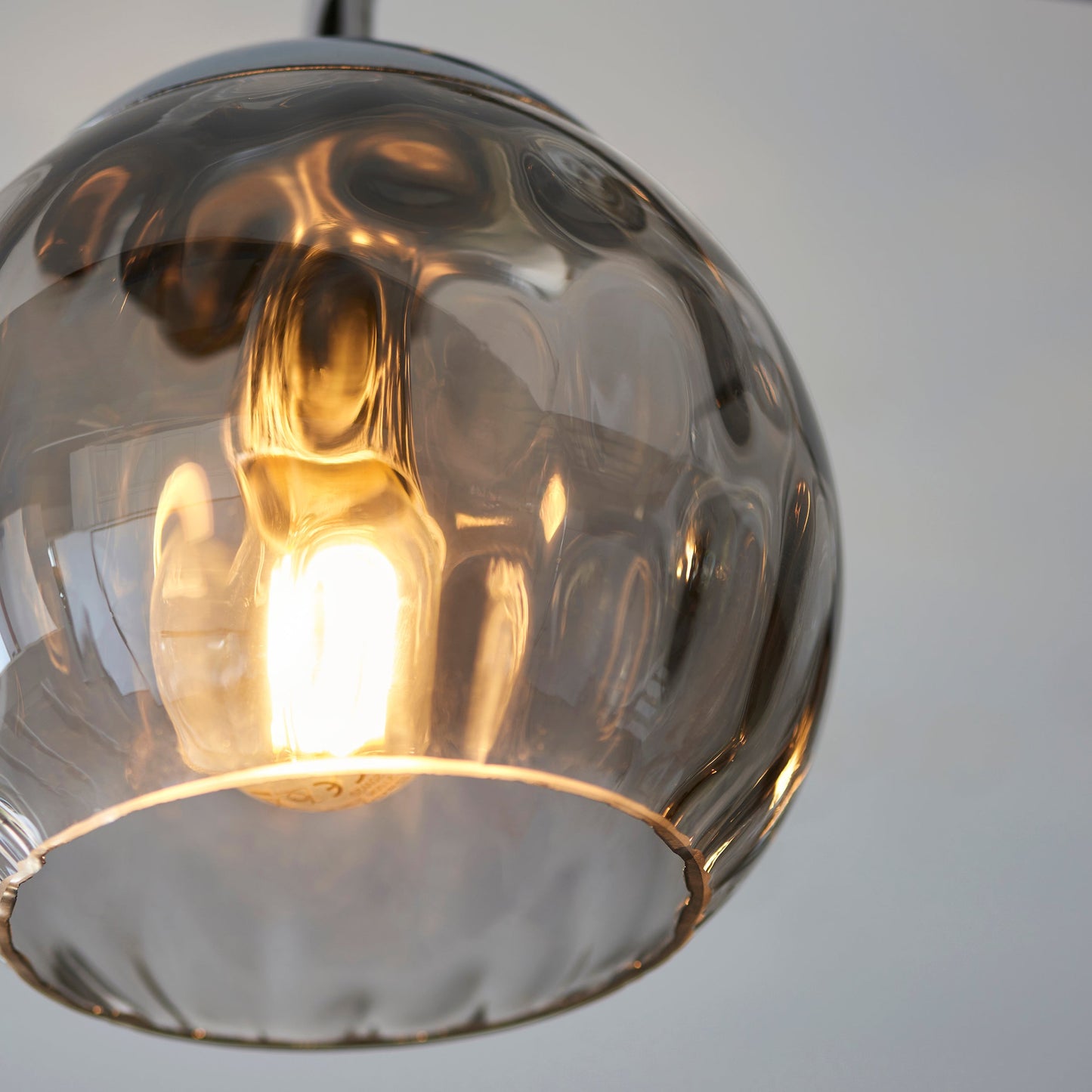 Chrome & Smokey Mirrored Glass 3 Arm Semi Flush Ceiling Light - ID 11879