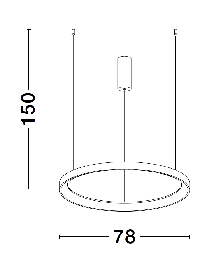 PER Dimmable Sandy Black Aluminium & Acrylic Thin Ring Pendant Large - ID 10221