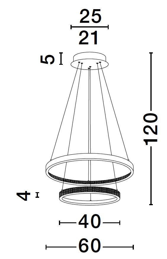 PRE Dimmable Gold & Acrylic Twin Ring Pendant - ID 10063