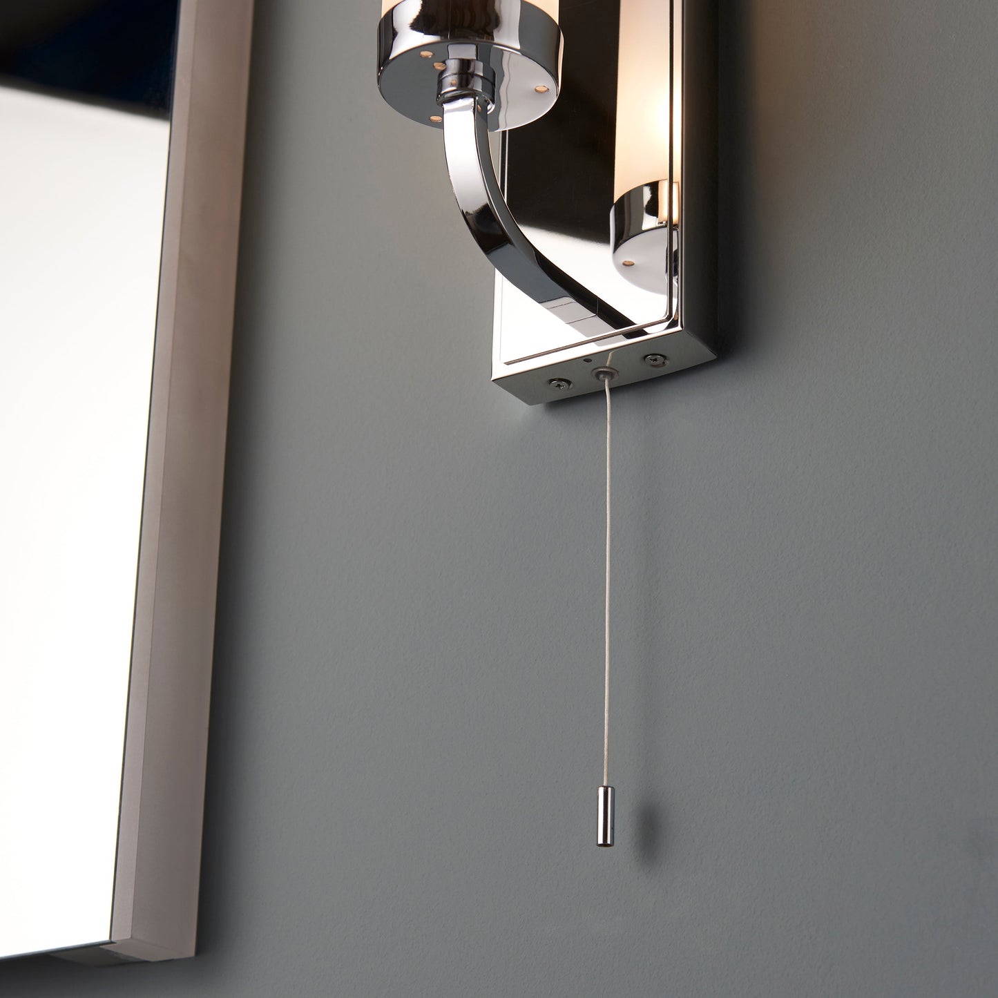 Polished Chrome & Frosted Glass Bathroom Wall Light - ID 11679