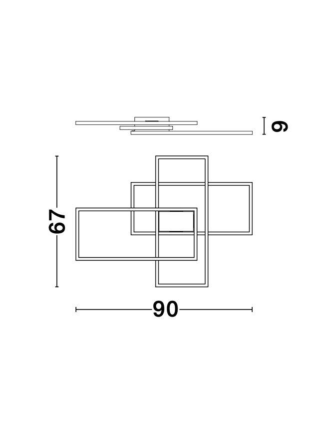 BIL White Aluminium & Acrylic Right Angle Large Ceiling Light - ID 10578
