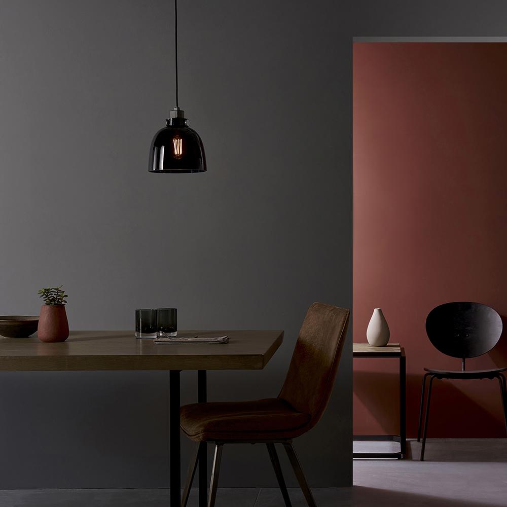 Black Chrome & Black Tinted Glass Single Pendant - ID 11001