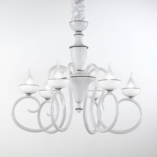 Baroque 6 Light Murano Glass Chandelier