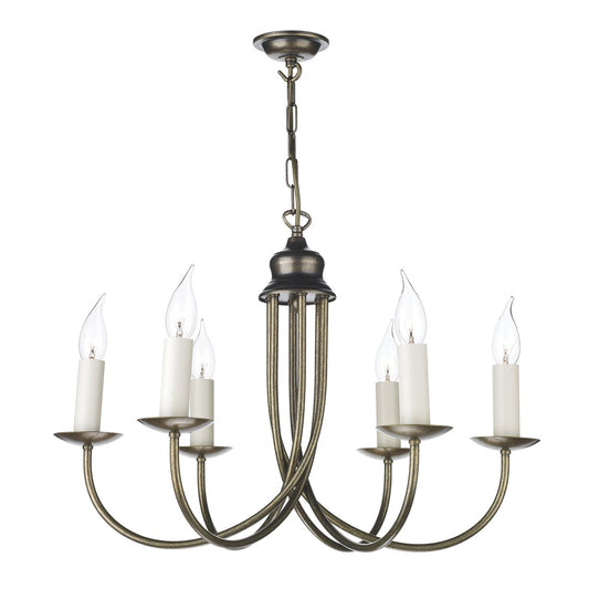 Harlington 6 Arm Chandelier In Aged Brass - ID 3527