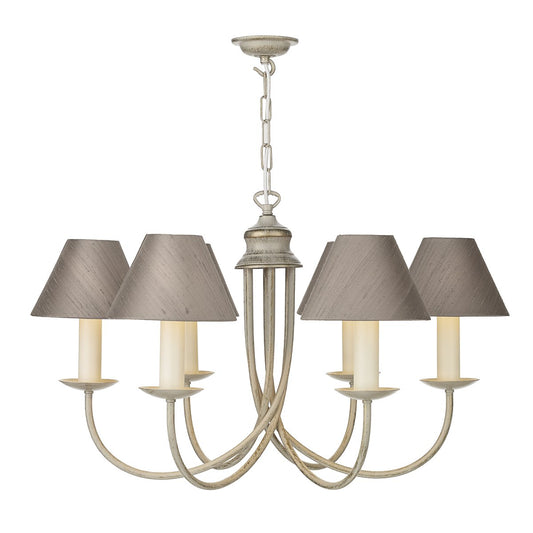 Harlington 6 Arm Chandelier In Cream Gold - ID 2240
