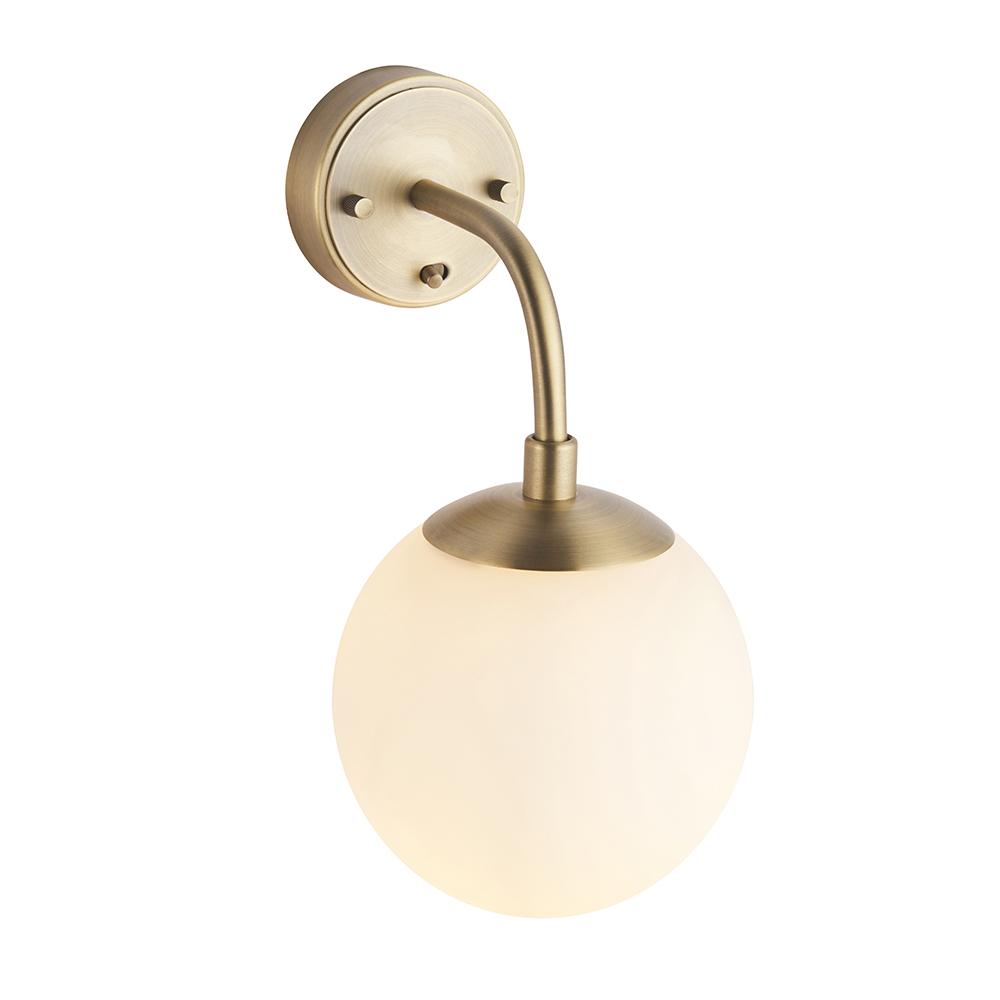 Opal Glass & Matt Antique Brass Switched Wall Light - ID 11050