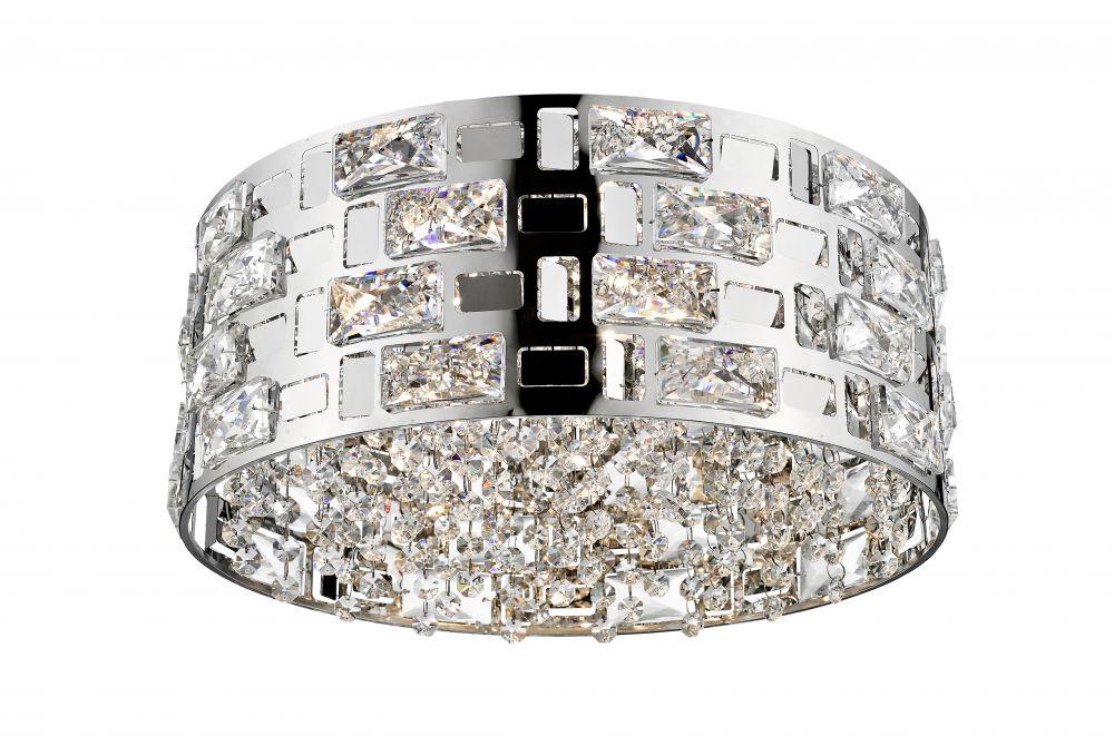 DIR C&C Chrome & Crystal Five Lamp Medium Flush Ceiling Light - ID 11195