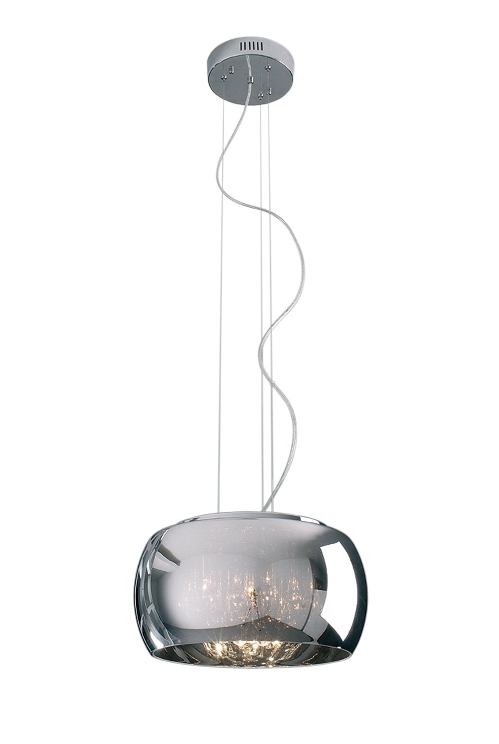 Smoked Glass & Chrome 5 Lamp Pendant With Glass Beads - ID 6824