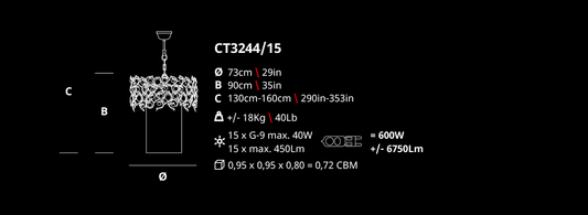 Serip Diamond 15 Lamp Bespoke Chandelier - London Lighting - 2