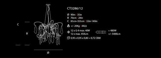 Serip Lines 12 Organic Lamp Bespoke Chandelier - London Lighting - 2