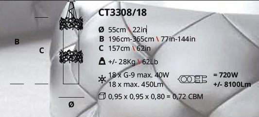 Serip Diamond 18 Lamp Bespoke Chandelier - London Lighting - 2