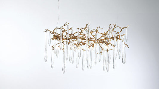 Serip Aqua 8 Lamp Horizontal Organic Bespoke Chandelier - London Lighting - 1