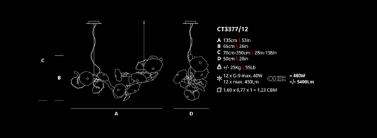 Serip Nenufar 12 Lamp Bespoke Chandelier - London Lighting - 2