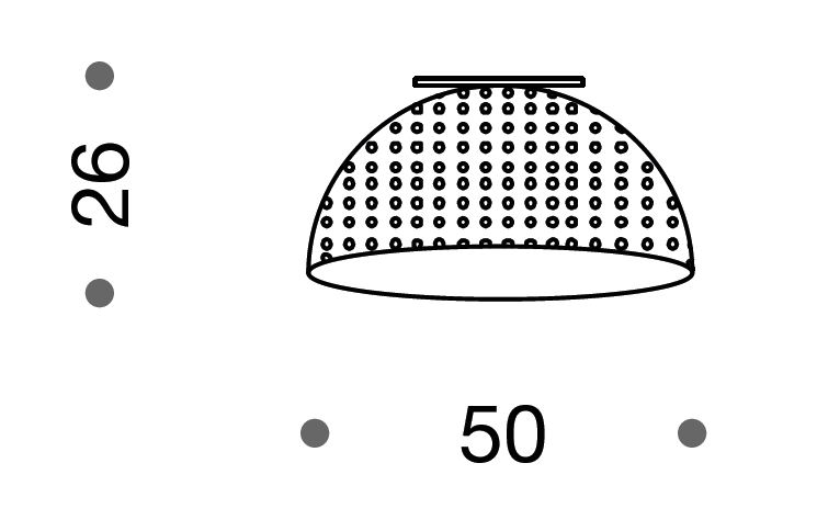 Capri 2 Light 50cm Diameter Dome Flush Ceiling Light
