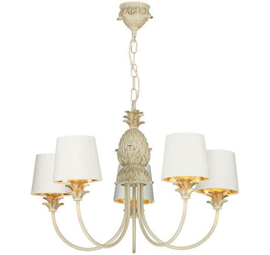 Cabana Cream/Gold 5 Light Pendant/Chandelier (shades sold separately) - ID 7728