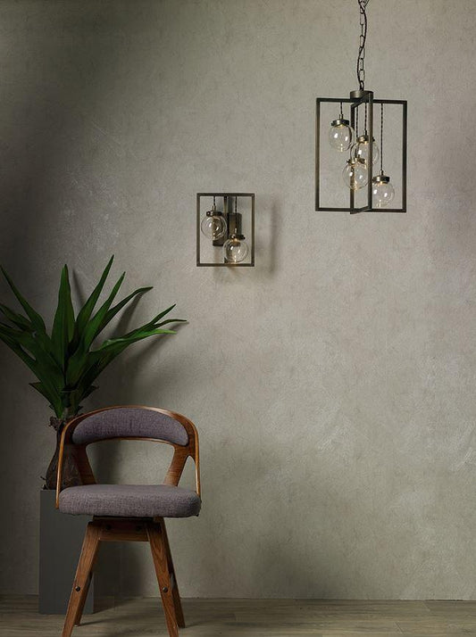 Chiswick Antique Brass 2 Globe Rectangular Frame Wall Light - ID 6961