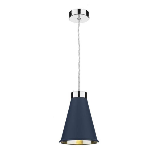 Hyde 1 Chrome and Blue Single Pendant - ID 10056