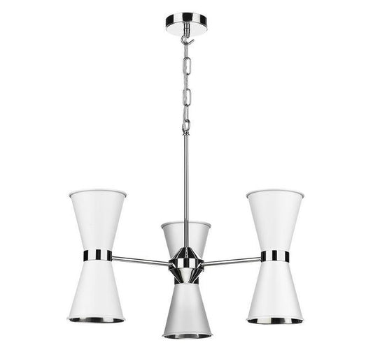 Hyde Chrome and White Up and Downlight 6 Light Pendant/Semi Flush - ID 10046