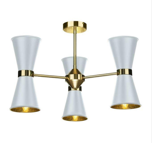 Hyde Brass and White Up and Downlight 6 Light Pendant/Semi Flush - ID 10045