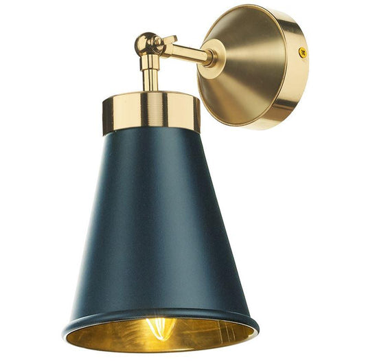 Hyde Brass and Smoke Blue Single Wall Light - ID 7872