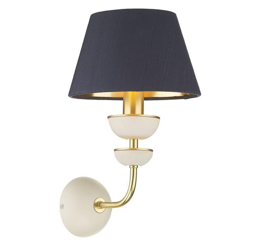 Lunar Brass/Ivory & Navy/Gold Shade Wall Light (other shade colours available) - ID 10174