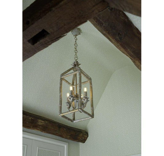 Pagoda Crackle Gold/Cream Bamboo Lantern Pendant - ID 10177