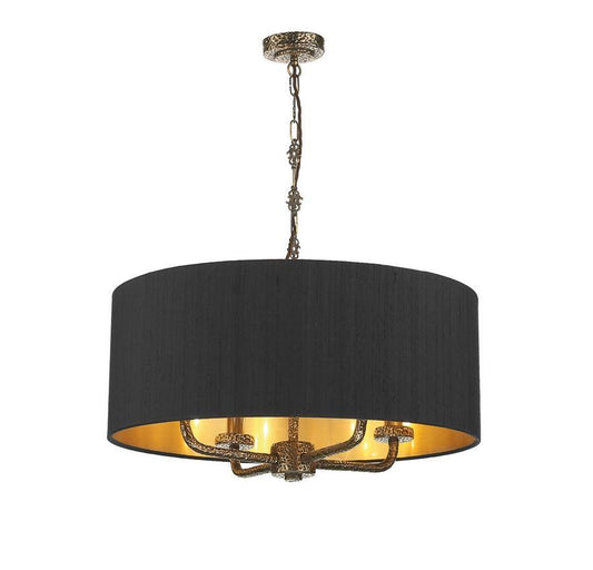 Sloane 4 Light Pendant Pewter With Grey & Silver Shade (other shade colours available) - ID 10243