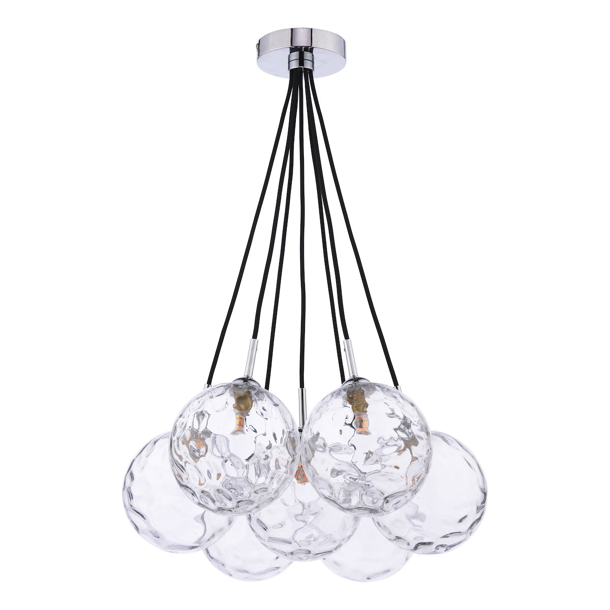 DIMPLE 7 Light Cluster Pendant In Polished Chrome With Clear Dimpled Glass - ID 12199